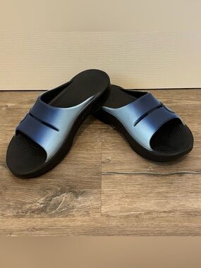 Oofos Ooahh Sports Black Recovery Sandals Walking Slide Unisex Womens 9/ Mens 7